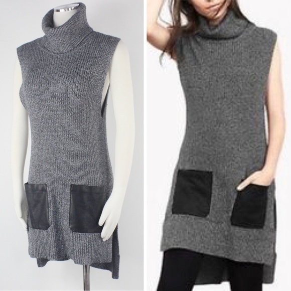 Banana Republic Sweaters - Banana Republic Vegan Pocket Chunky TNeck Hi Low S